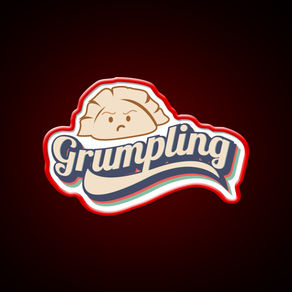 Retro Angry Dumpling Led Neon Sign Chinese Food Rgb Color