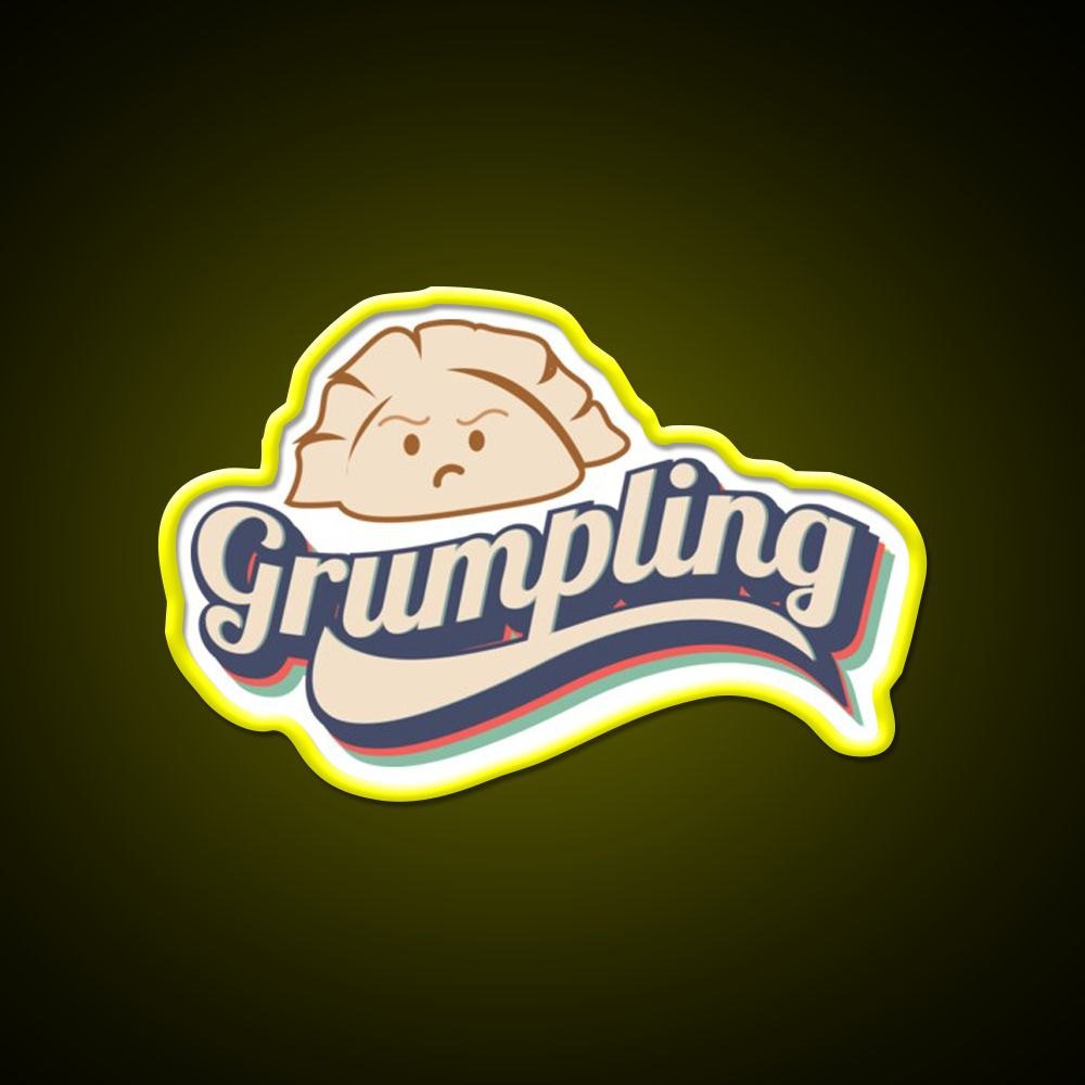 Retro Angry Dumpling Led Neon Sign Chinese Food Rgb Color