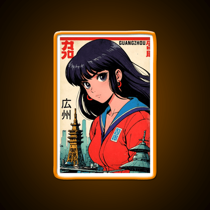 Retro Anime Girl Guangzhou 80S Vintage Travel Asian Cultural Led Neon Sign Rgb Color - Shineneon