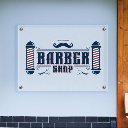Retro Barber Shop Acrylic Business Logo Sign - Shineneon