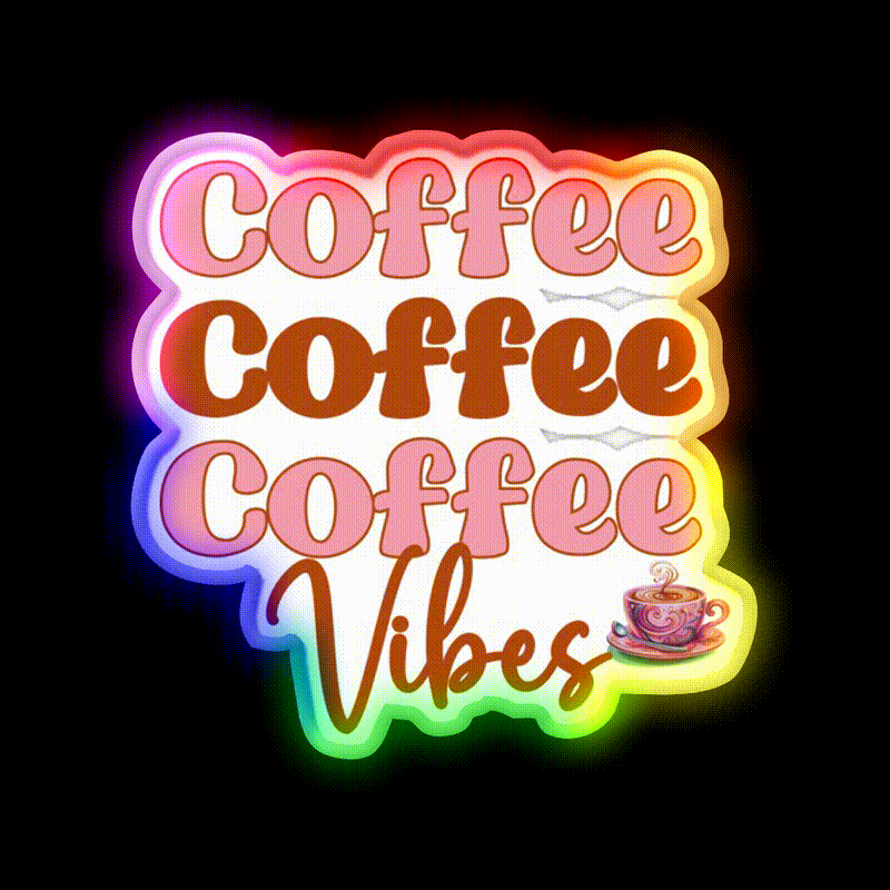 Retro Coffee Vibes Cafe Led Neon Sign Espresso Bar Art Rgb Color