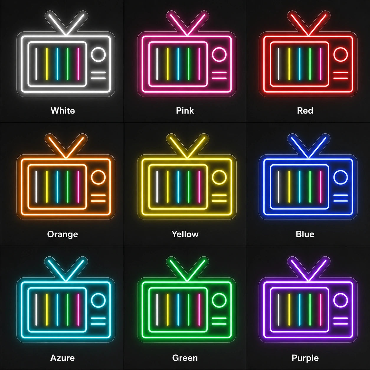 Retro Color TV Neon Sign LED Neon Sign color grid