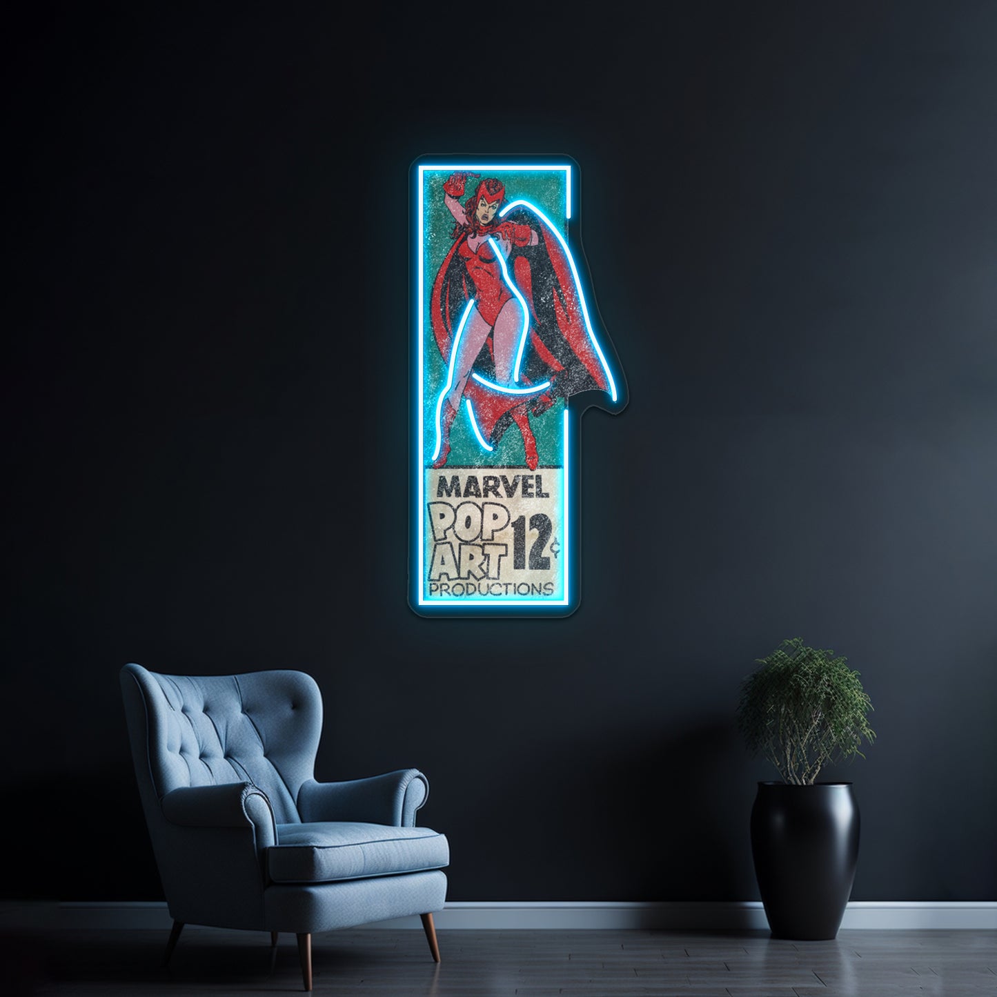 Retro Corner Box Witch Artwork Led Neon Signs