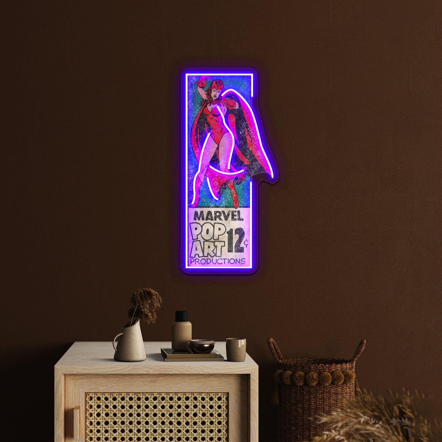 Retro Corner Box Witch Artwork Led Neon Signs