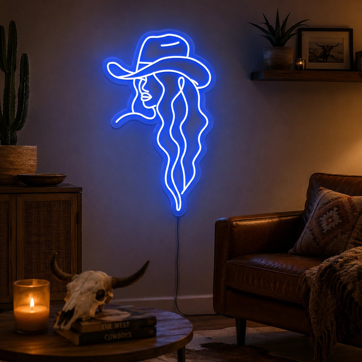 Retro Cowgirl Neon Sign LED Neon Sign real lifestyle scene
