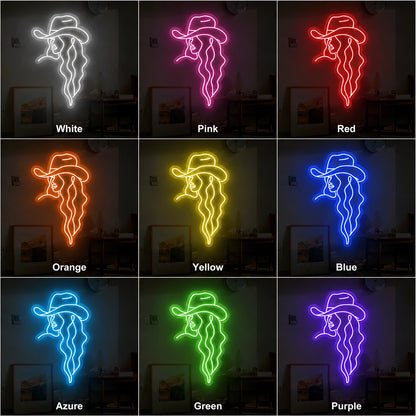 Retro Cowgirl Neon Sign LED Neon Sign color grid