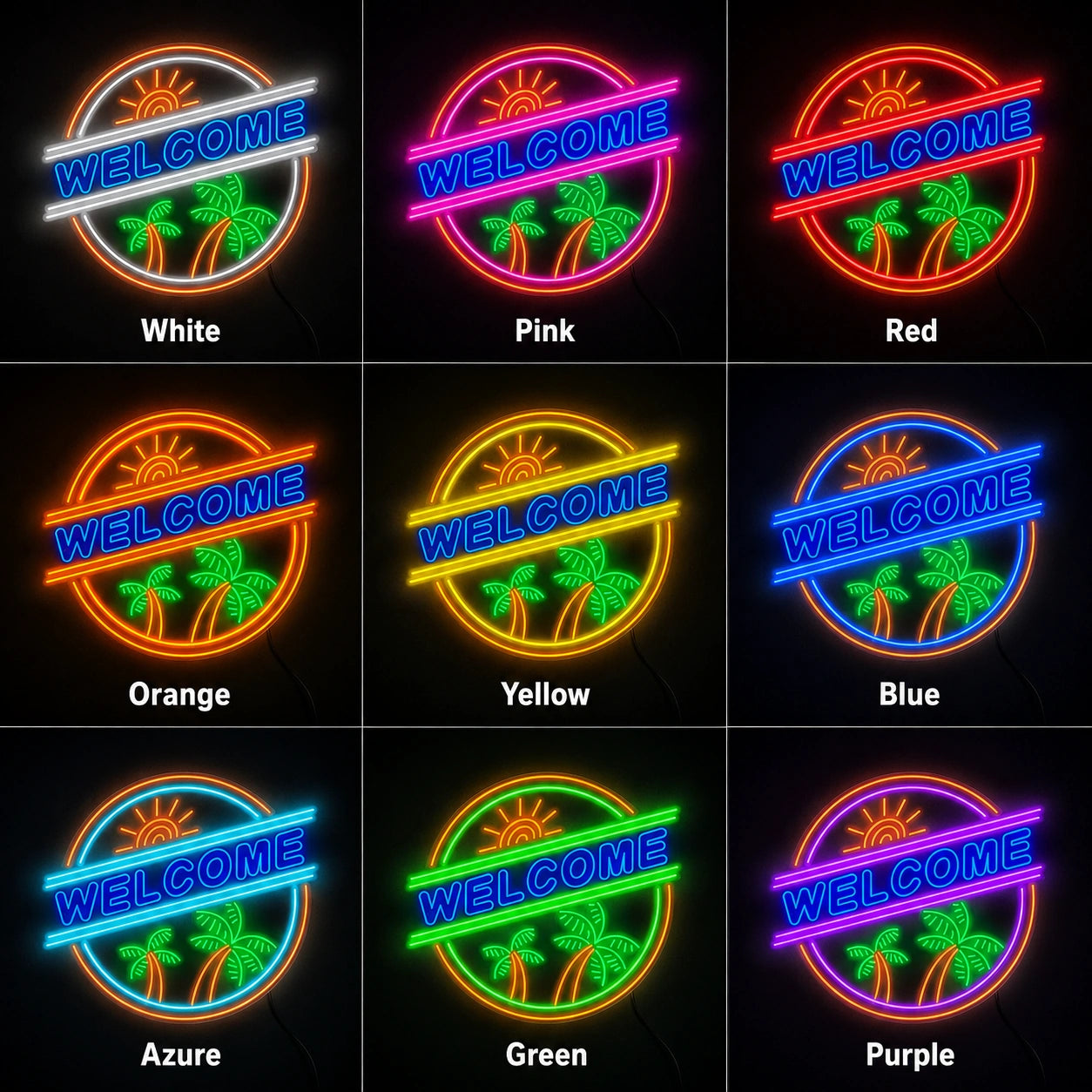 Retro Desert Sunset Neon Sign LED Neon Sign color grid