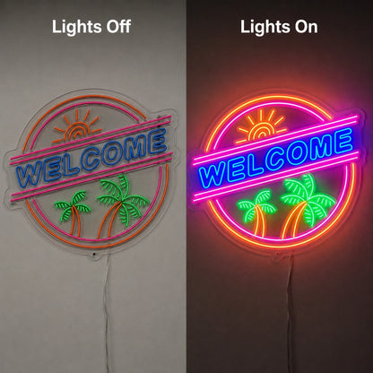 Retro Desert Sunset Neon Sign LED Neon Sign day and night comparison