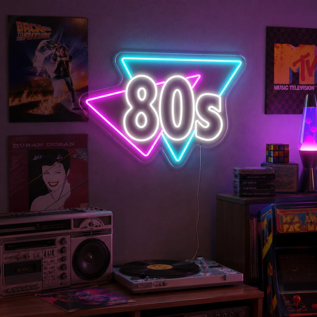 Retro Eighties Triangle Neon Sign LED Neon Sign real lifestyle scene