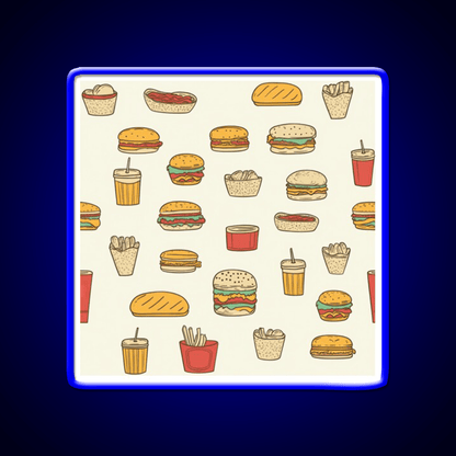 Retro Fast Food Doodles Fast Food Led Neon Sign For Burger Place Rgb Color - Shineneon