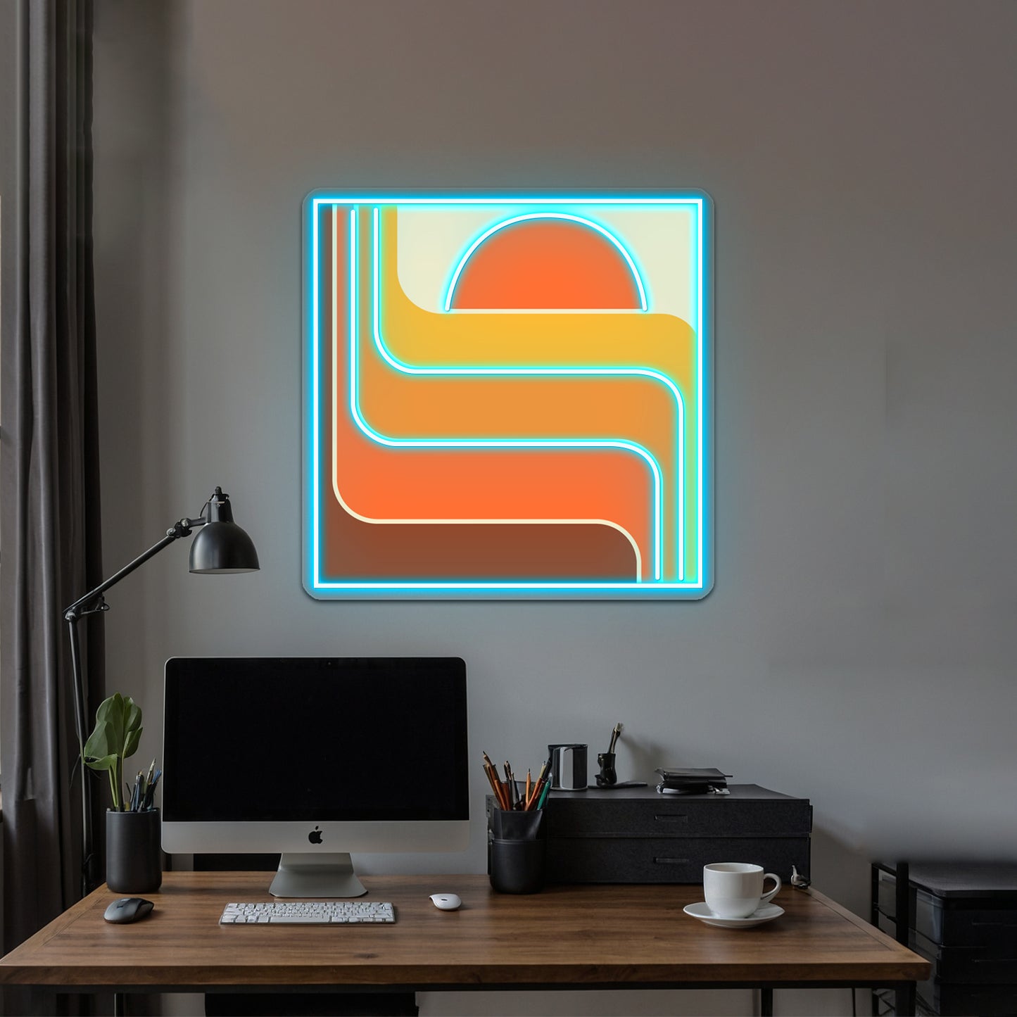 Retro Geometric Sun Design 656 Artwork Led Neon Signs