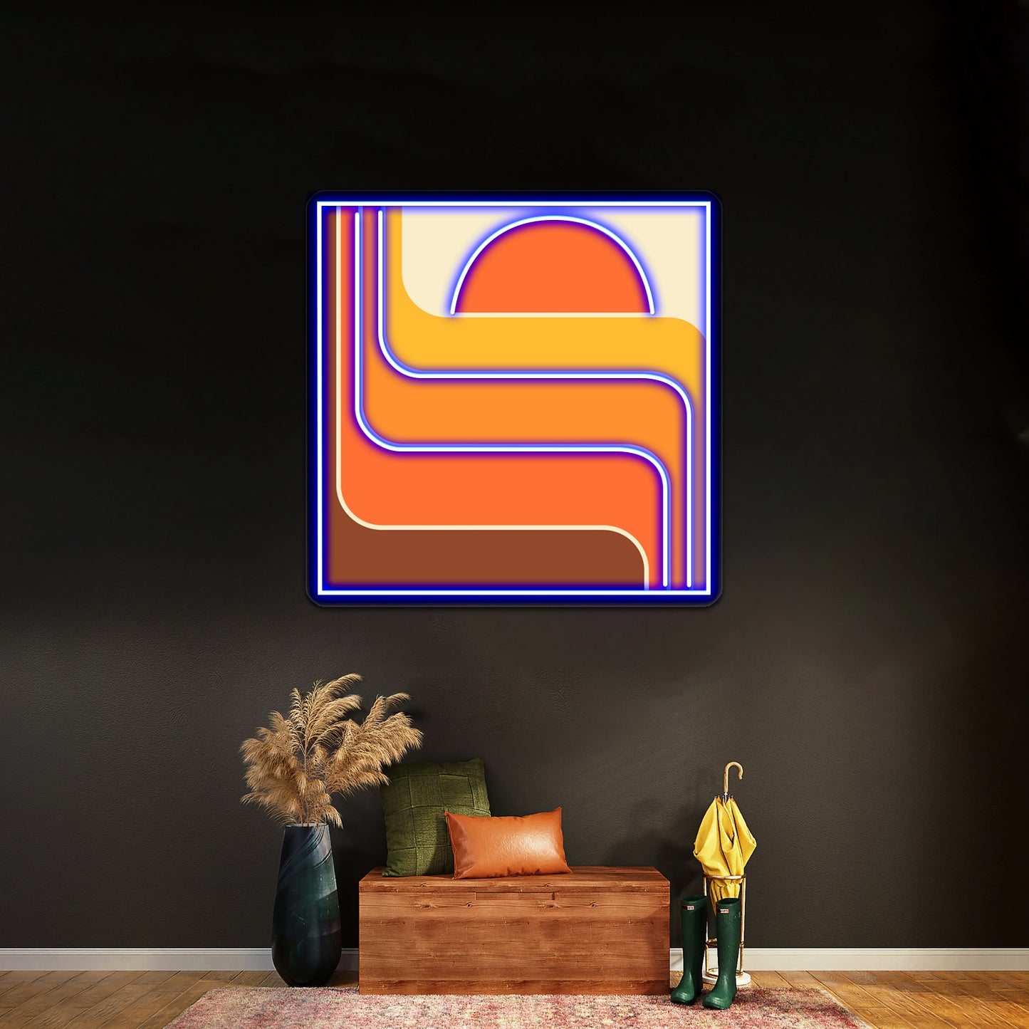 Retro Geometric Sun Design 656 Artwork Led Neon Signs