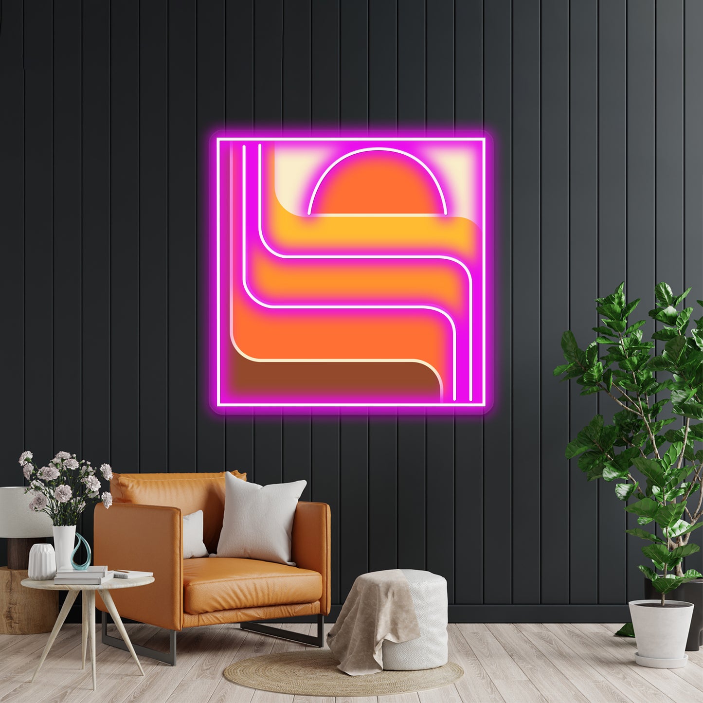 Retro Geometric Sun Design 656 Artwork Led Neon Signs