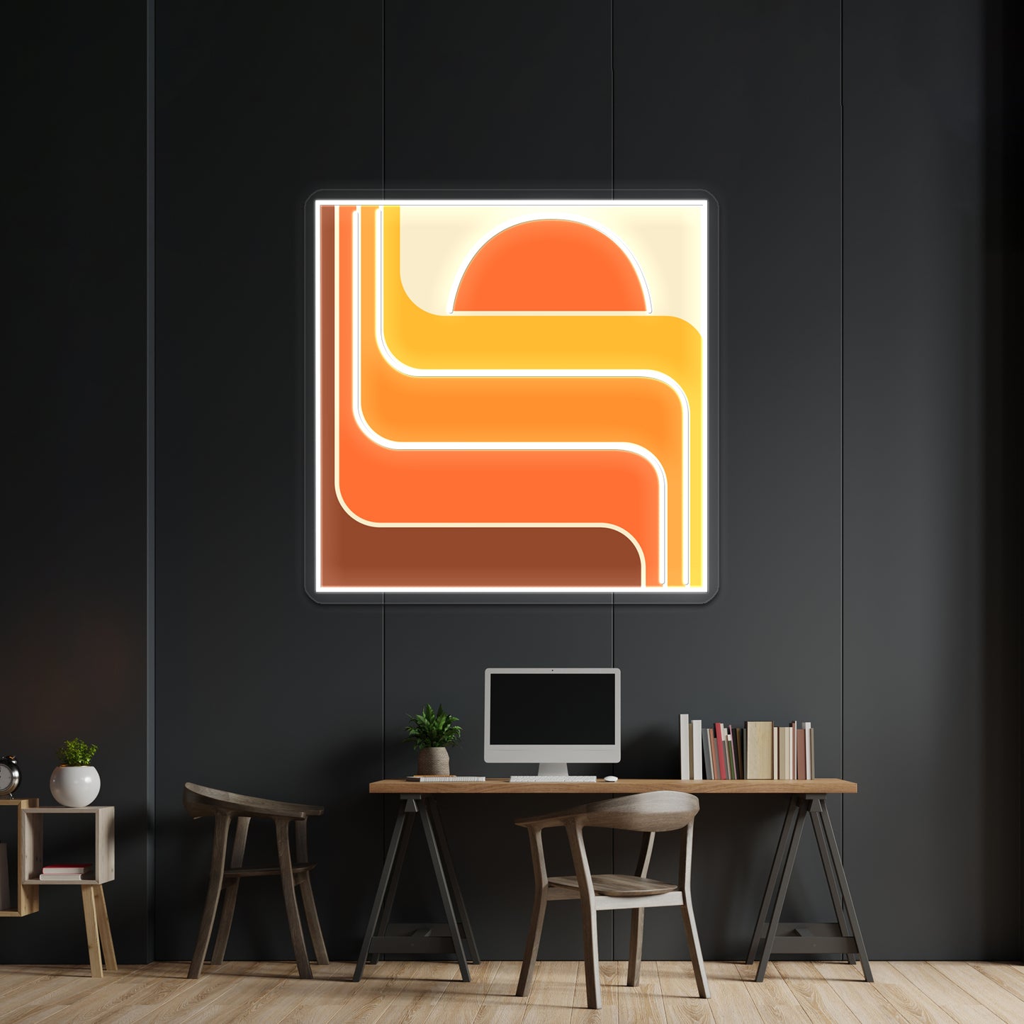 Retro Geometric Sun Design 656 Artwork Led Neon Signs