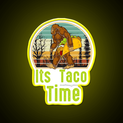 Retro Its Taco Time Bigfoot Taco Time Bigfoot Taco Led Neon Sign Rgb Color - Shineneon