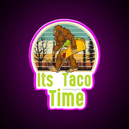 Retro Its Taco Time Bigfoot Taco Time Bigfoot Taco Led Neon Sign Rgb Color - Shineneon