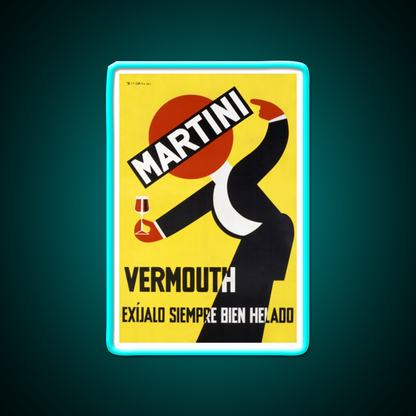 Retro Martini Poster Cocktail Bar Decor Led Neon Sign Rgb Color - Size and dimension reference