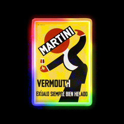 Retro Martini Poster Cocktail Bar Decor Led Neon Sign Rgb Color - LED neon sign close-up detail