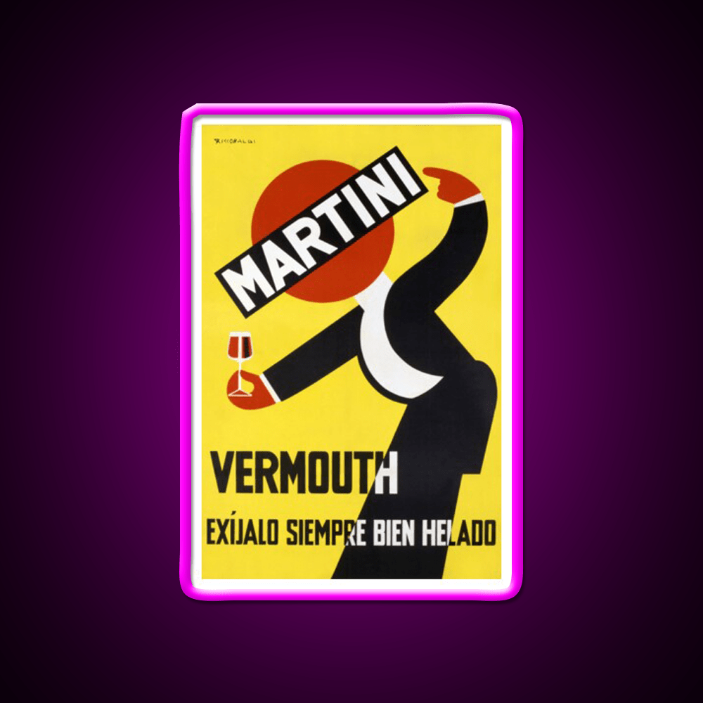Retro Martini Poster Cocktail Bar Decor Led Neon Sign Rgb Color - Shineneon