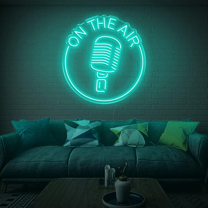 Retro Mic On The Air Warm Yellow Led Neon Sign For Studio Living Room Decor | Shineneon