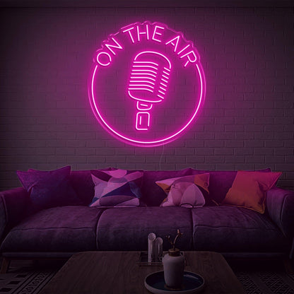 Retro Mic On The Air Warm Yellow Led Neon Sign For Studio Living Room Decor | Shineneon