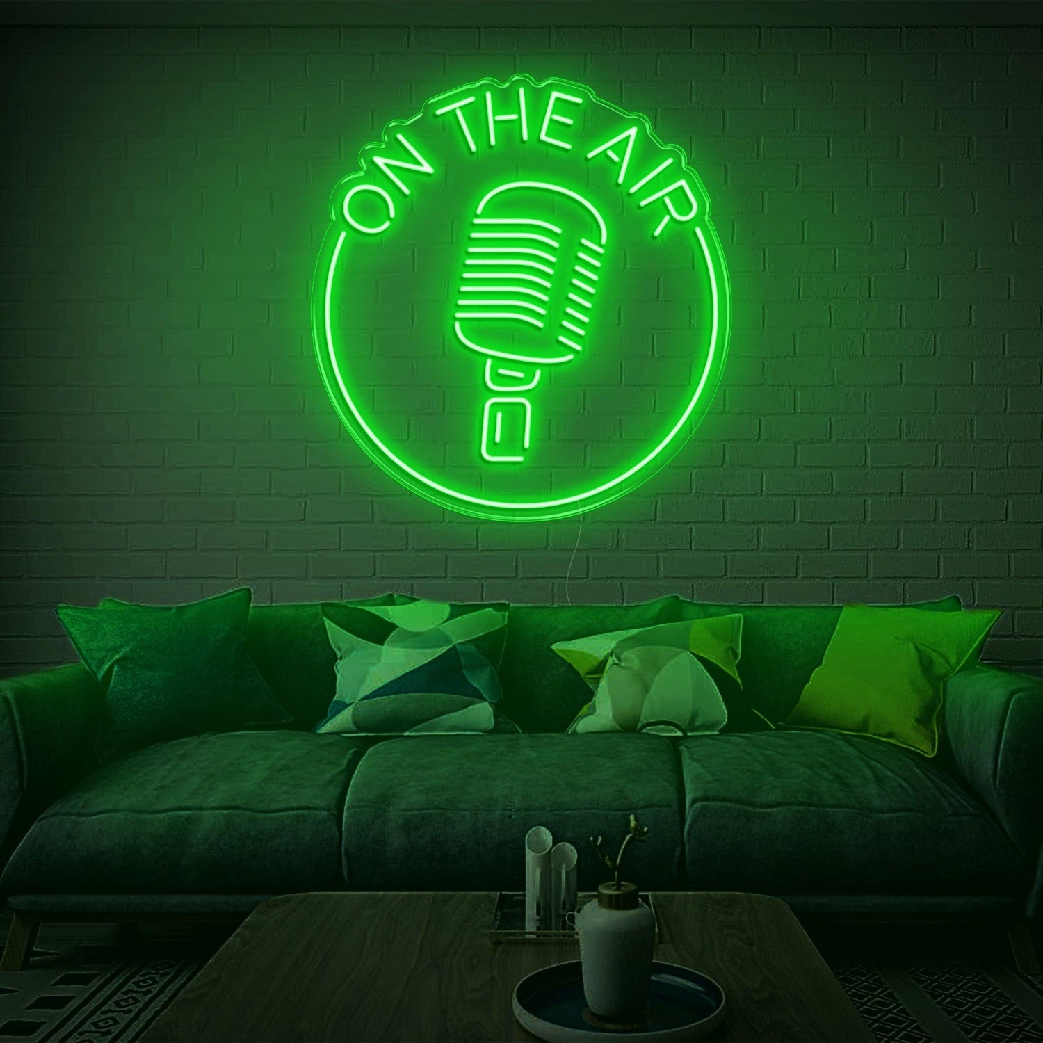 Retro Mic On The Air Warm Yellow Led Neon Sign For Studio Living Room Decor | Shineneon