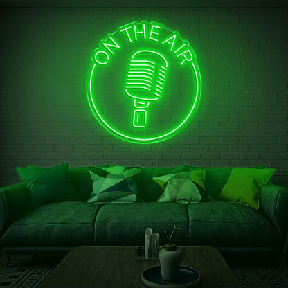 Retro Mic On The Air Warm Yellow Led Neon Sign For Studio Living Room Decor | Shineneon