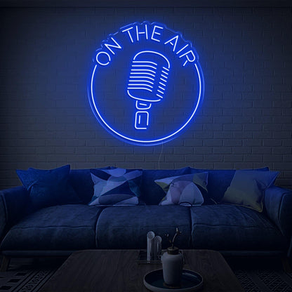 Retro Mic On The Air Warm Yellow Led Neon Sign For Studio Living Room Decor | Shineneon