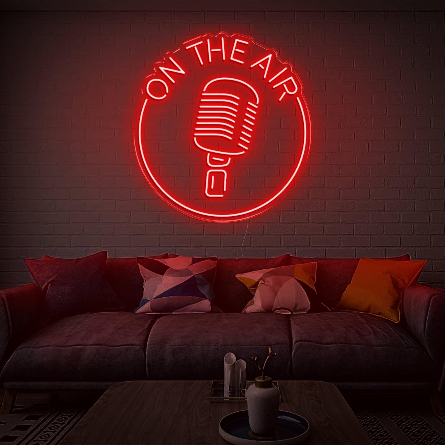 Retro Mic On The Air Warm Yellow Led Neon Sign For Studio Living Room Decor | Shineneon