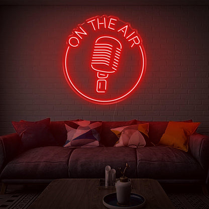 Retro Mic On The Air Warm Yellow Led Neon Sign For Studio Living Room Decor | Shineneon
