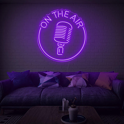 Retro Mic On The Air Warm Yellow Led Neon Sign For Studio Living Room Decor | Shineneon