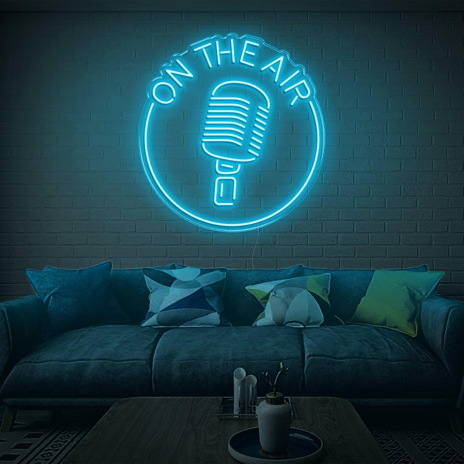 Retro Mic On The Air Warm Yellow Led Neon Sign For Studio Living Room Decor | Shineneon