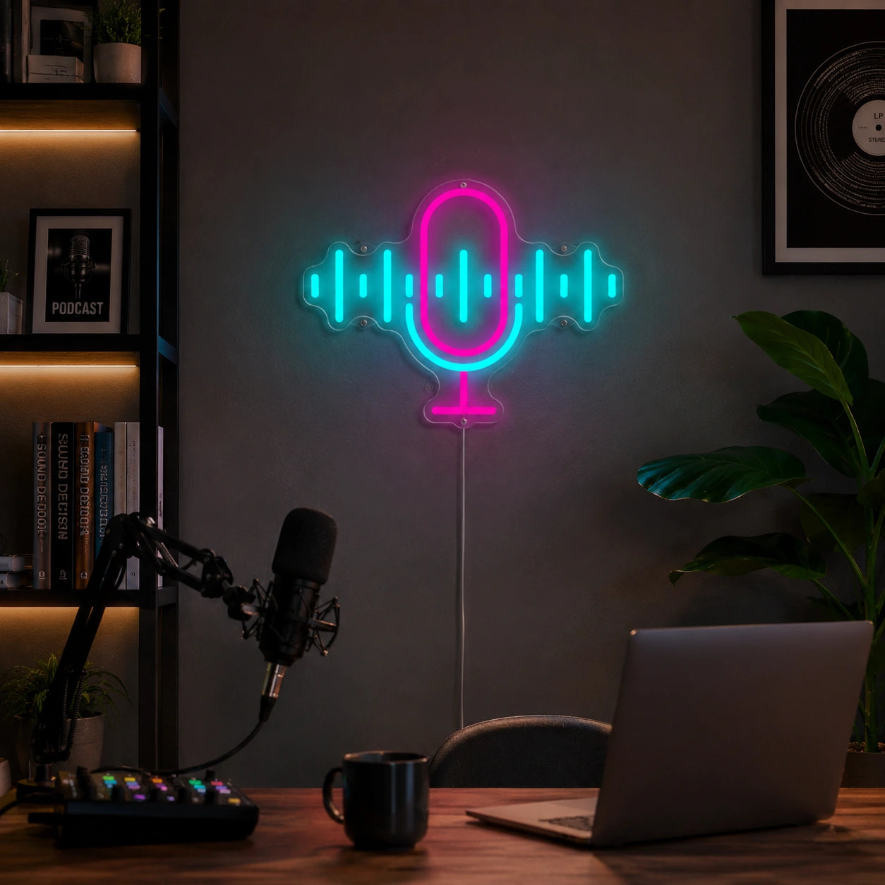 Retro Microphone Wave Neon Sign LED Neon Sign real lifestyle scene