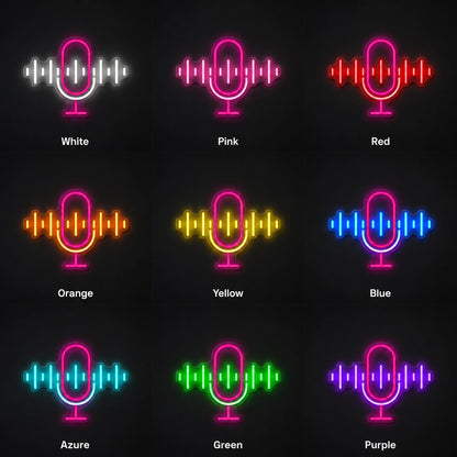 Retro Microphone Wave Neon Sign LED Neon Sign color grid