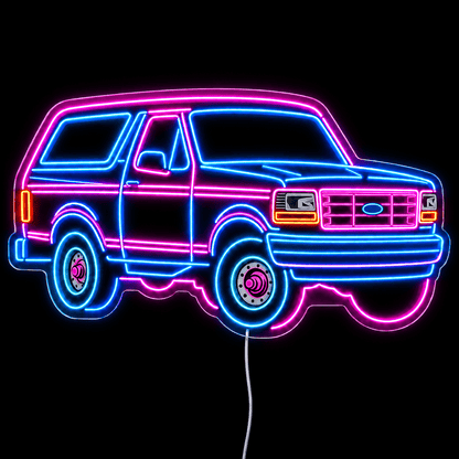 Retro Off-Road SUV LED Neon Sign – Blue & Pink Garage Wall Decor - Shineneon
