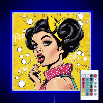 Retro Pop Art Beauty Illustration Rgb Led Neon Sign Pop Wall Art