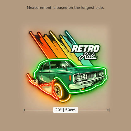 Retro Ride Green Car LED Neon Sign - Shineneon