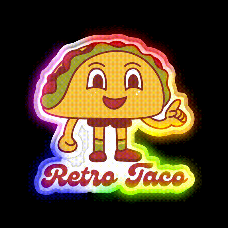 Retro Taco Led Neon Sign Mexican Food Sign Rgb Color - LED neon sign close-up detail