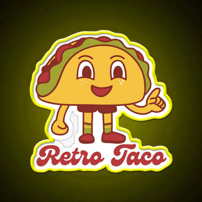 Retro Taco Led Neon Sign Mexican Food Sign Rgb Color - Custom LED neon sign front view