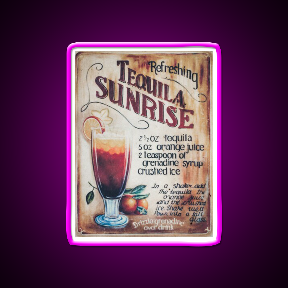 Retro Tequila Sunrise Billboard Party Drink Tequila Led Neon Sign Rgb Color