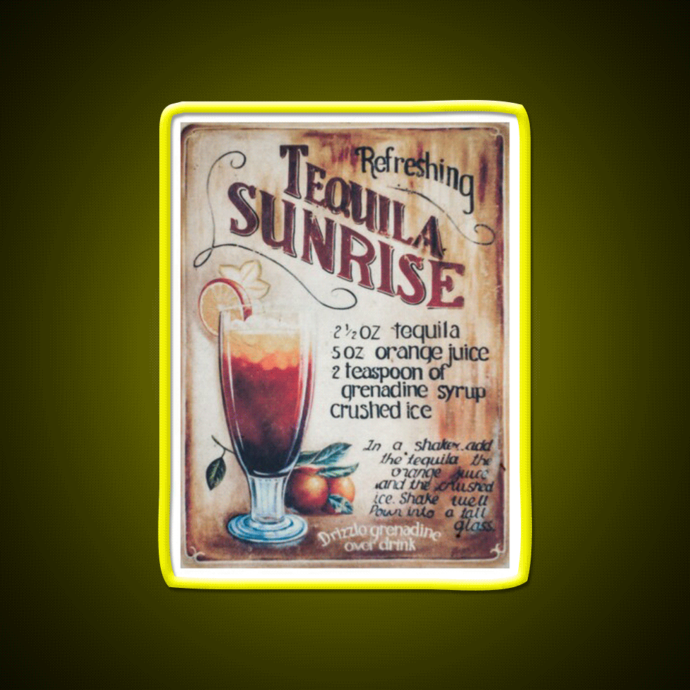 Retro Tequila Sunrise Billboard Party Drink Tequila Led Neon Sign Rgb Color