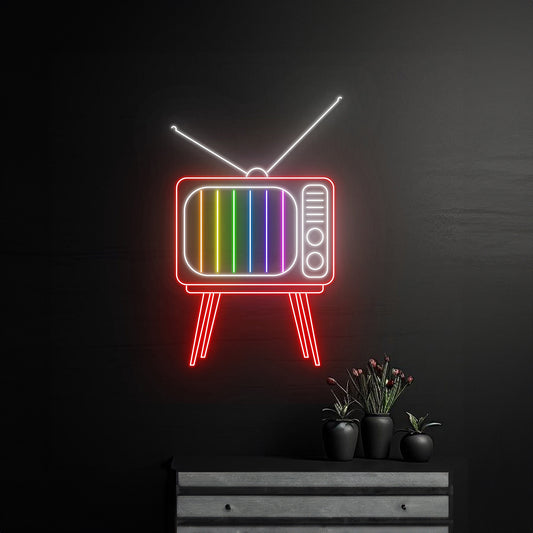 Retro Tv Led Neon Sign Abstract Analog Tv Wall Room Decor