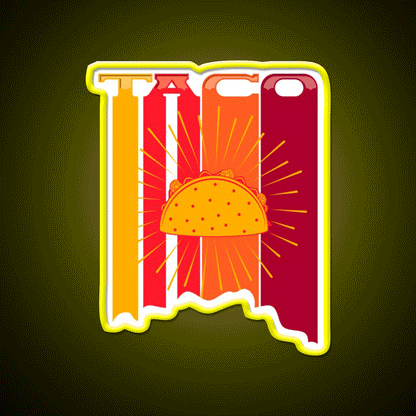Retro Vintage 70S 80S Taco Led Neon Sign Mexican Food Sign Rgb Color - Custom LED neon sign front view
