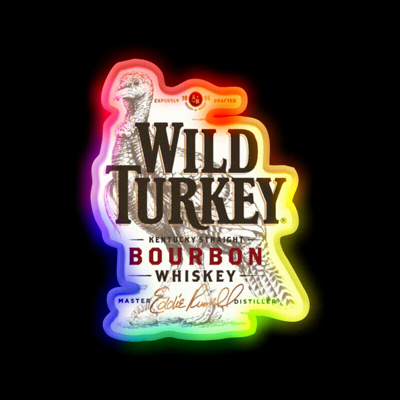 Retro Wild Turkey Premium Whiskey Drink Bar Led Neon Sign Rgb Color