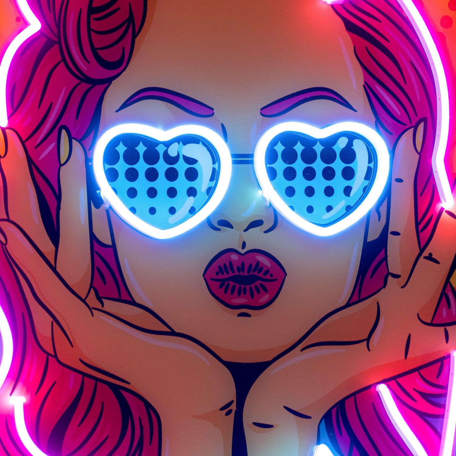 Retro Woman Pink Blue Uv Printed Led Neon Sign Pop Art Wall Decor | Shineneon