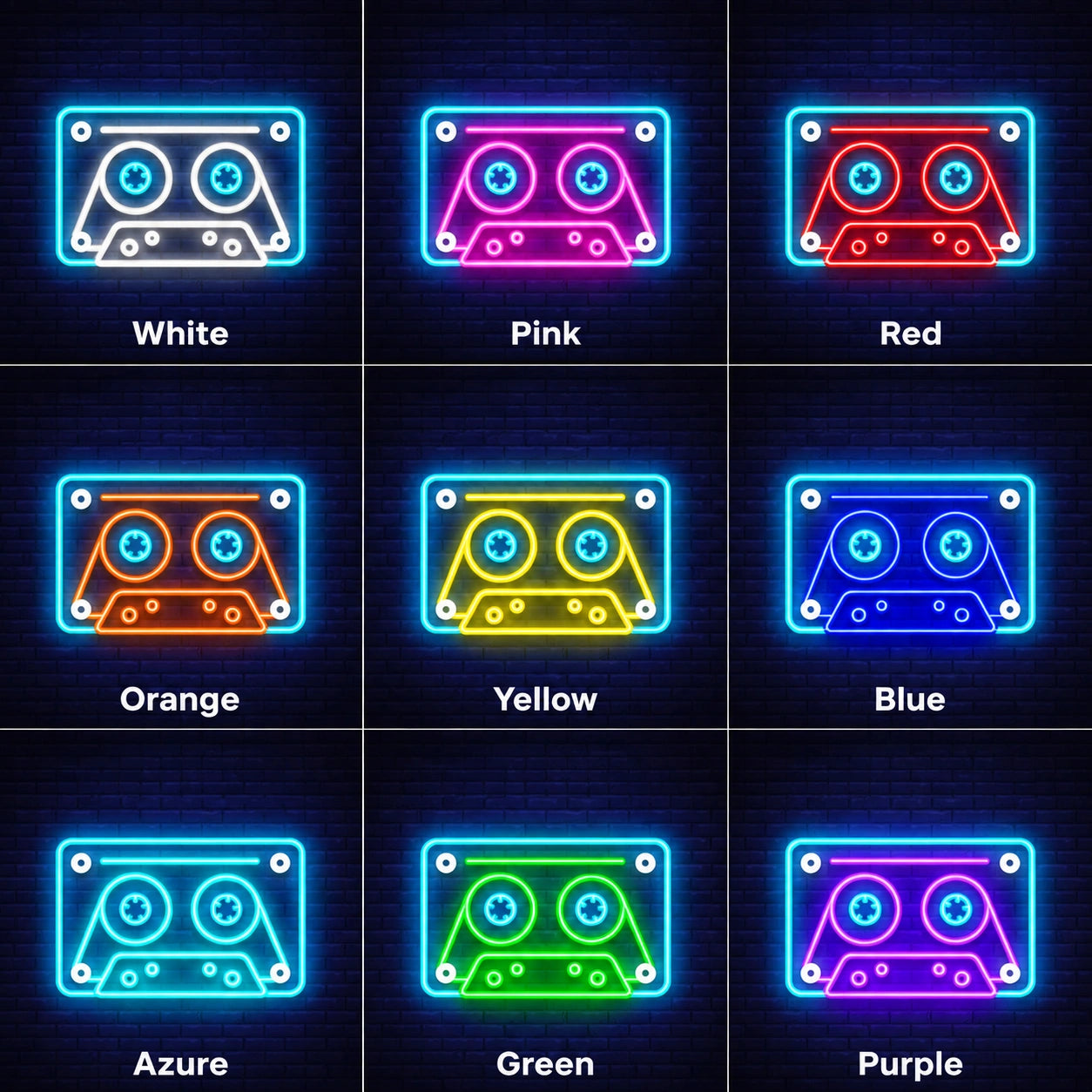 Retrowave Cassette Neon Sign LED Neon Sign color grid