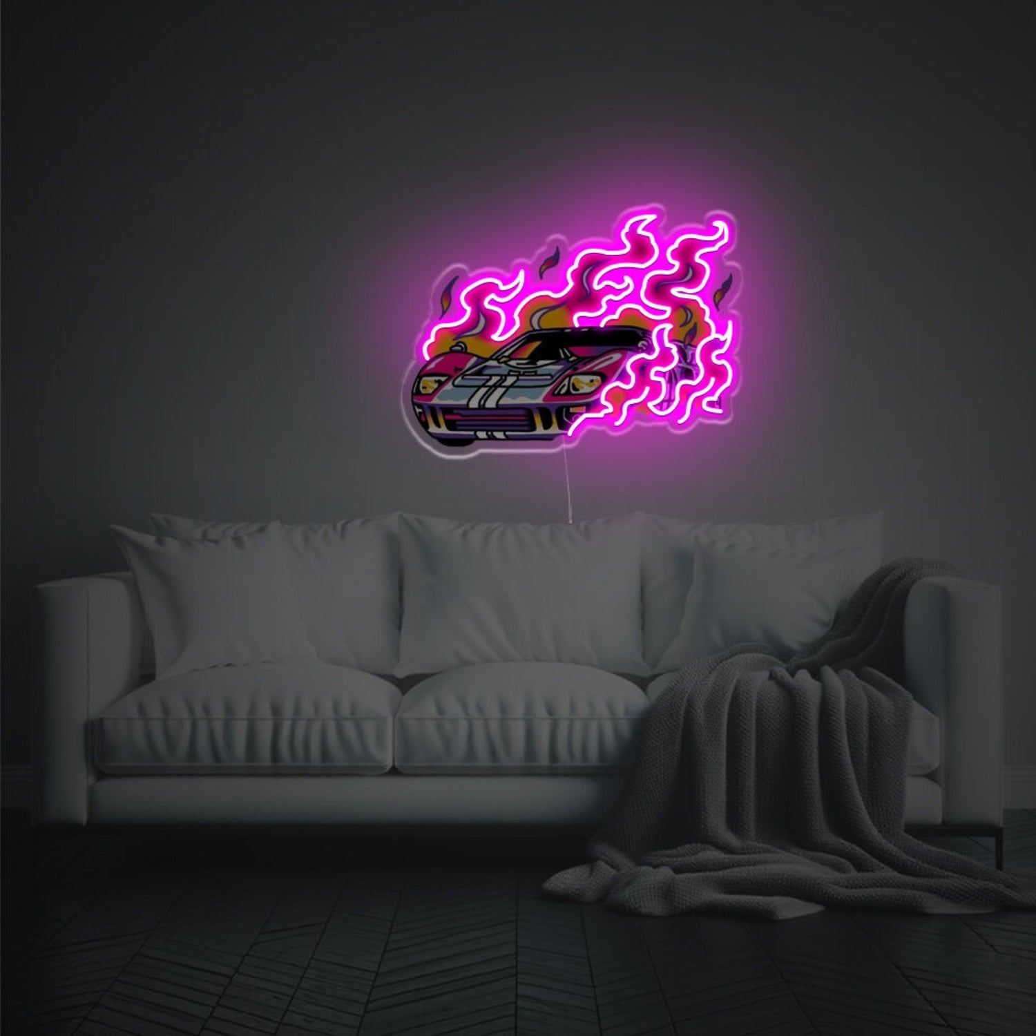 Rev Up Your Decor Purple Flame Sport Car Led Neon Acrylic Artwork | Shineneon