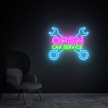 Rev Up Your Garage Open Led Neon Sign Car Service | Shineneon