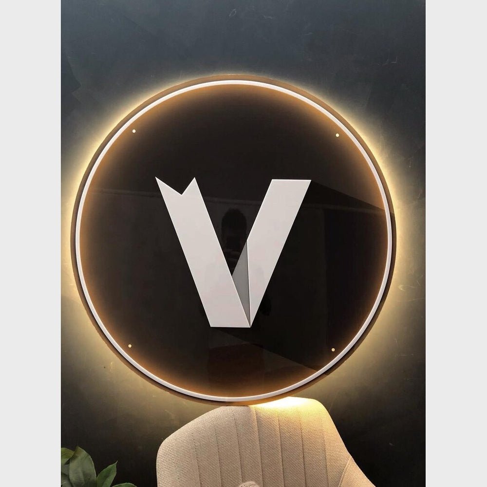 Ribbon V Acrylic Business Logo Sign - Shineneon