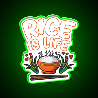 Rice Is Life Indian Chinese Filipino Humor Led Neon Sign Chinese Food Rgb Color